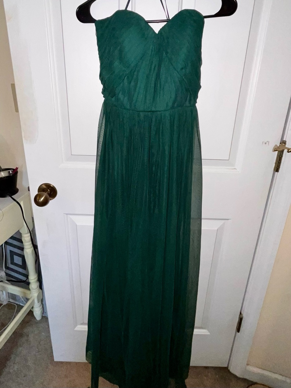 Emerald Green Strapless Chiffon Maxi Dress